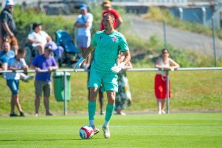 Anthony Racioppi en action lors de son premier match avec le FC Sion, remporté 2-0 contre Xamax au Bouveret.